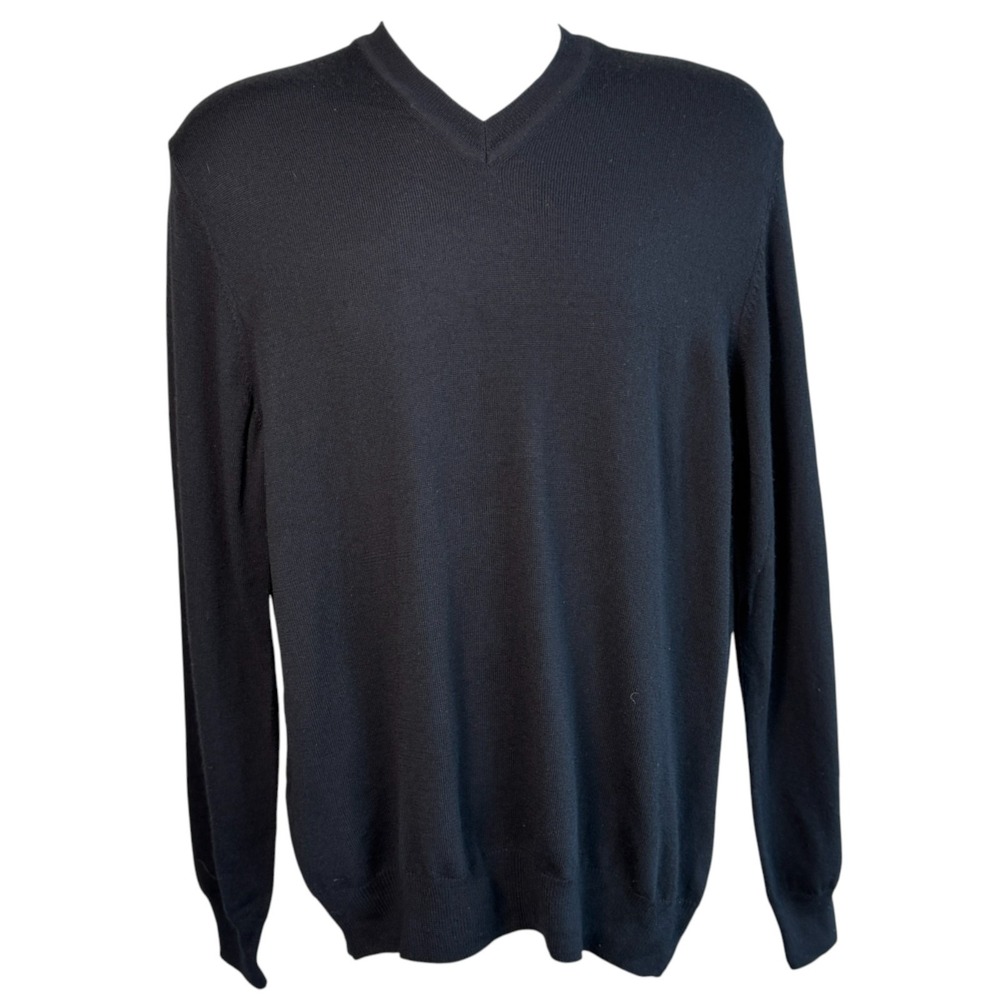 Black Brown 1826 Mens Italian Made Merino Wool‎ Lightweight Sweater Black Size M